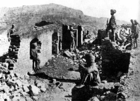 The ruins of the Saragarhi signal post, defended to the last by Havildar Ishar Singh and his 20 men of the 36th Sikhs. Fort Lockhart is on the skyline